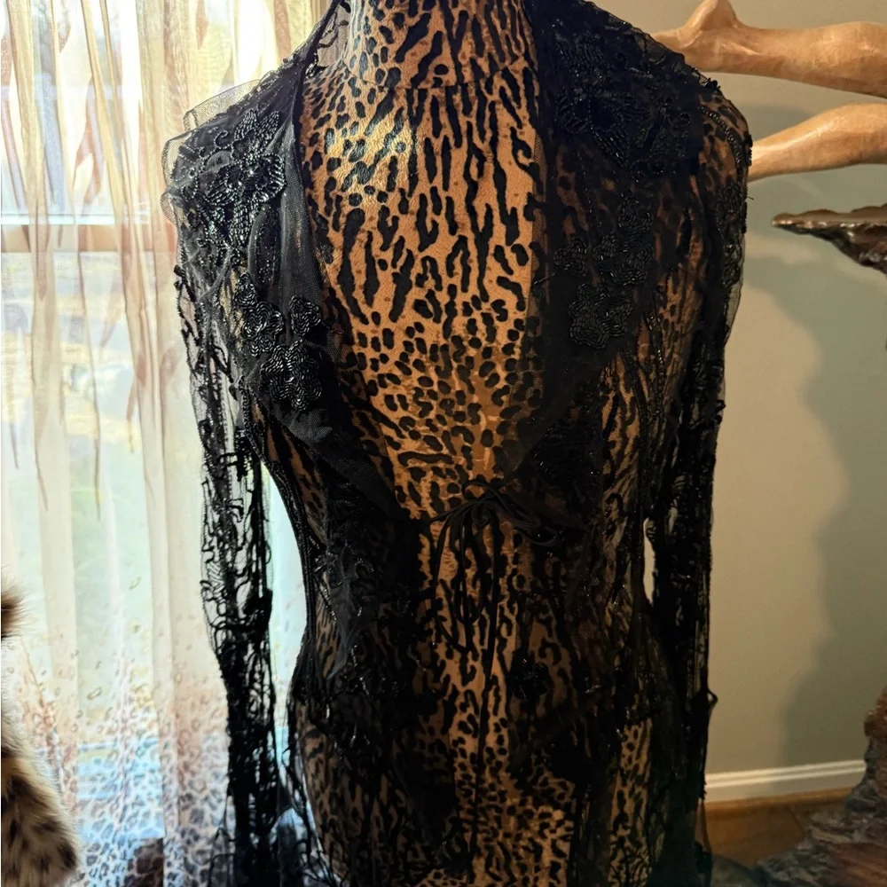 Dolce & Gabbana Sheer Lace Beaded Top Vintage Italy - Picture 4 of 13